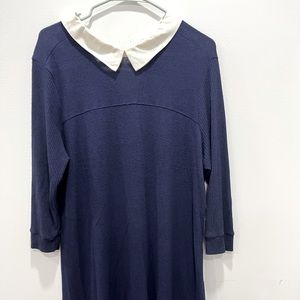 ModCloth navy blue sweater dress with white Peter Pan collar